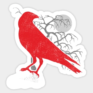 Red Raven and Full Moon Sticker